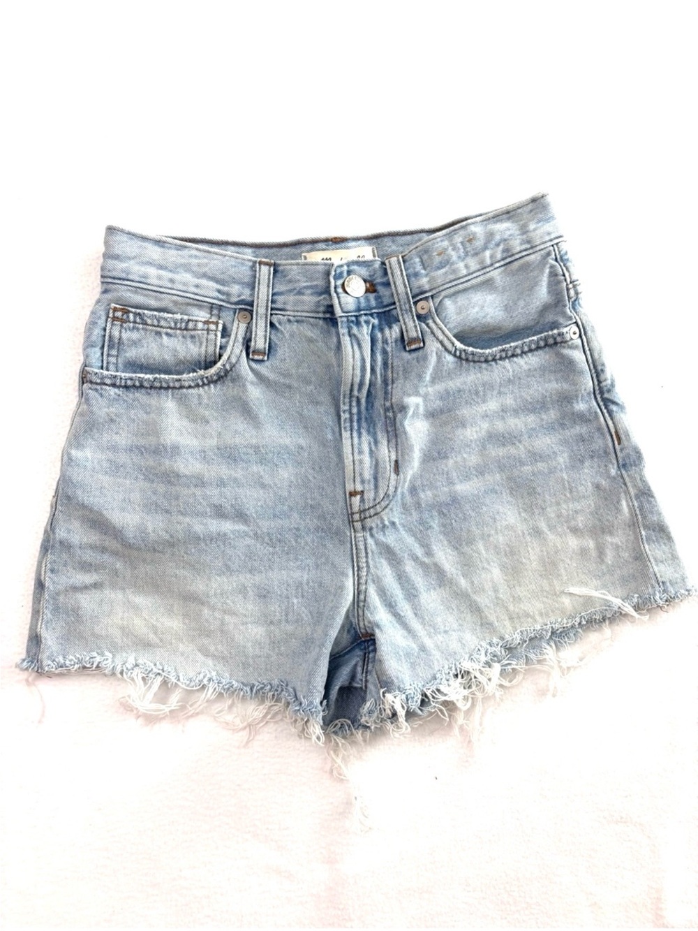 Madewell The Perfect Jean Short Light Wash Distressed Frayed Cutoff Denim 25